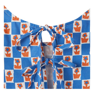 Fabula - Damier Flowers Flared Top | Blue