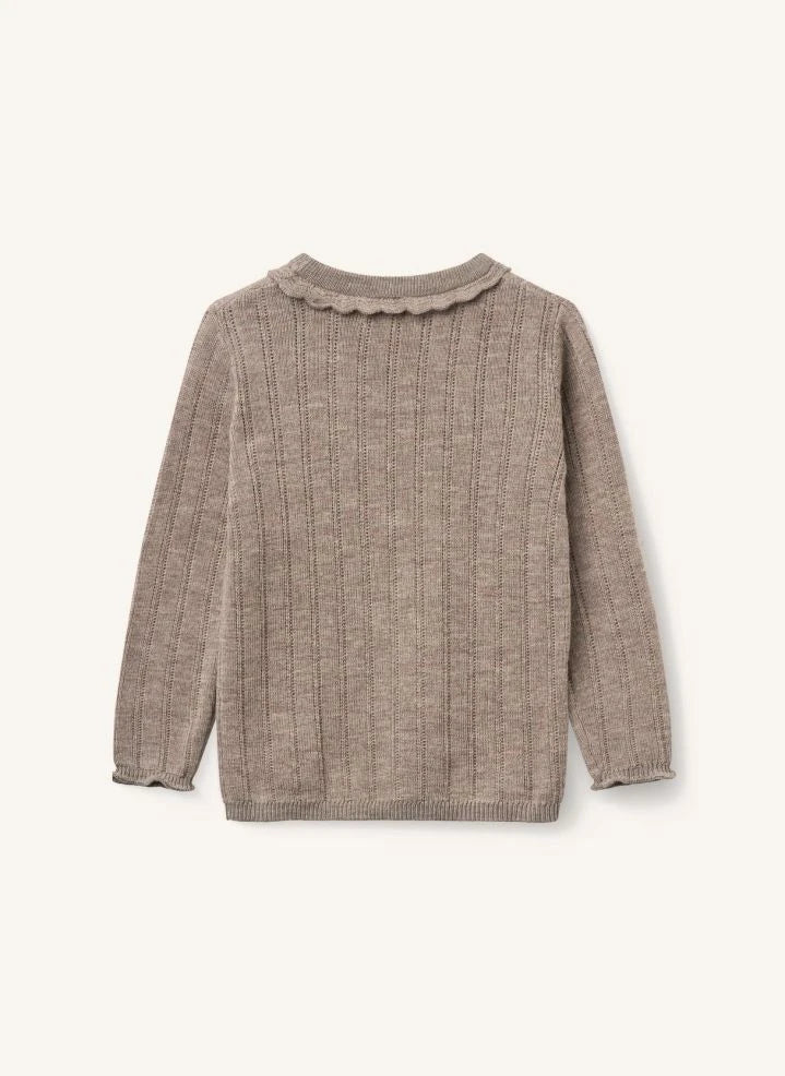 Copenhagen Colors - Merino Wool Pointelle Sweater | Taupe Brown
