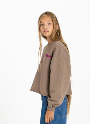 Smallable Kid - Plum Pocket Kiss Organic Cotton Sweatshirt | Frosty Brown