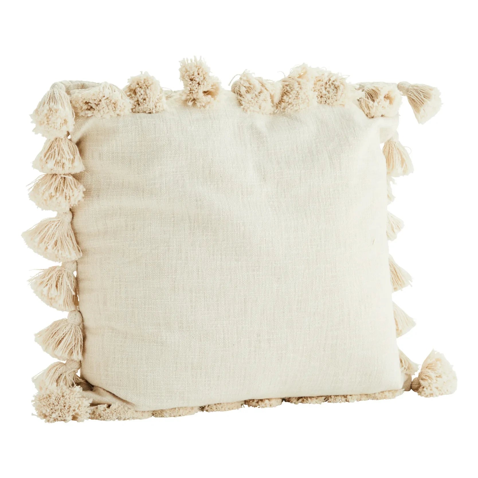Madam Stoltz - Pompom Cushion Cover | White