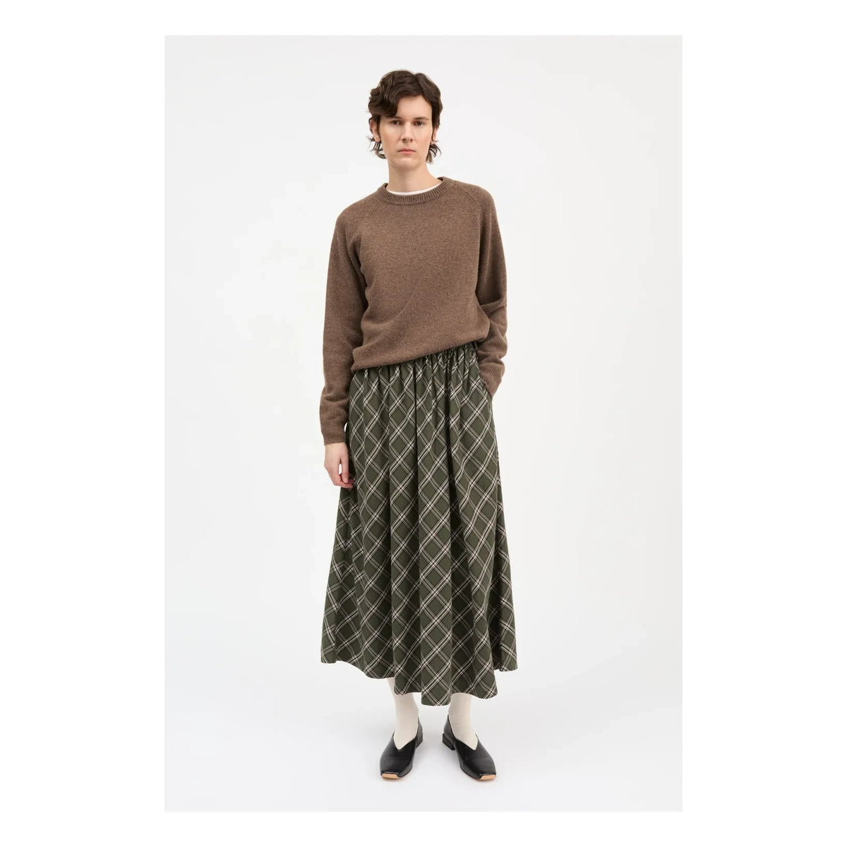 Skall Studio - Dagny Organic Cotton Checked Skirt | Green