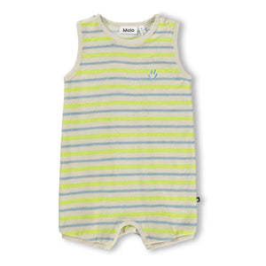 Molo - Striped Fu Organic Cotton Romper Shorts | Ecru