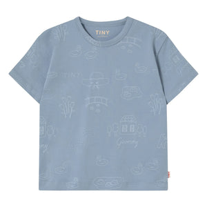Tinycottons - Tiny Swans Organic Cotton T-shirt | Gray Blue