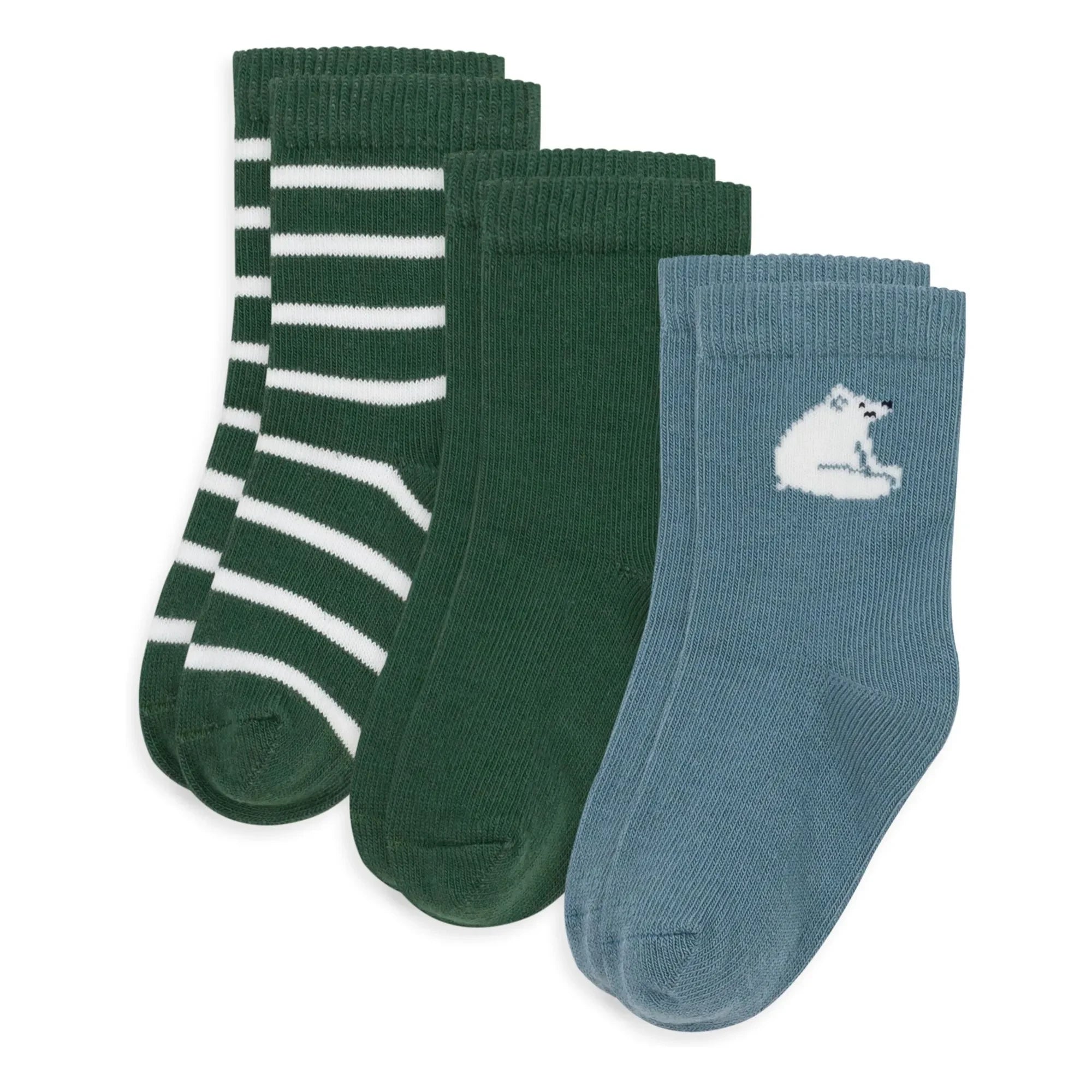Petit Bateau - Pack of 3 Bear Socks | Chrome Green