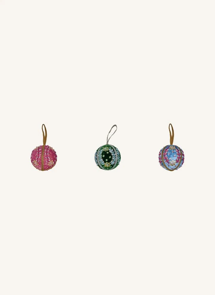Rice - Velvet Christmas Ornaments - 3-Piece Set | Multicolor