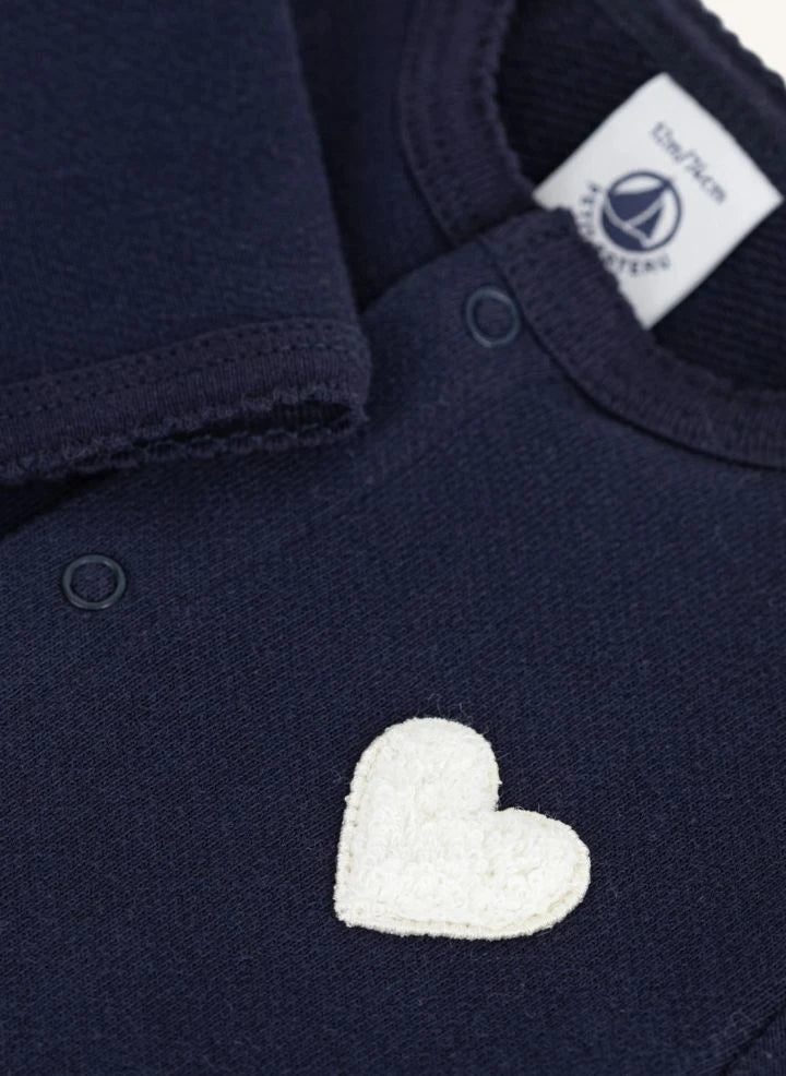 Petit Bateau - Organic Cotton Heart Cardigan | Navy