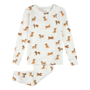 Petit Lem - Organic Cotton & Modal Dog Pajama Set | White