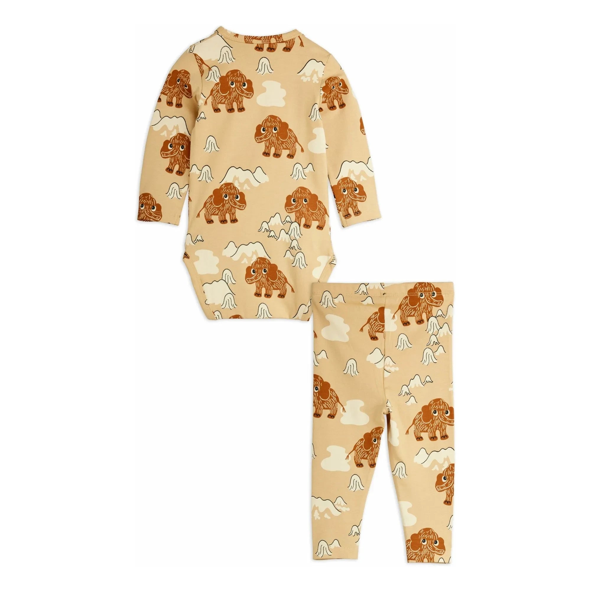 Mini Rodini - Mammoth Organic Cotton Bodysuit and Leggings Set | Beige