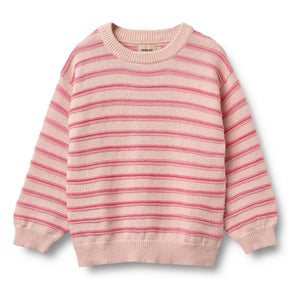 Wheat - Harlow Striped Organic Cotton Jacquard Sweater | Light Pink