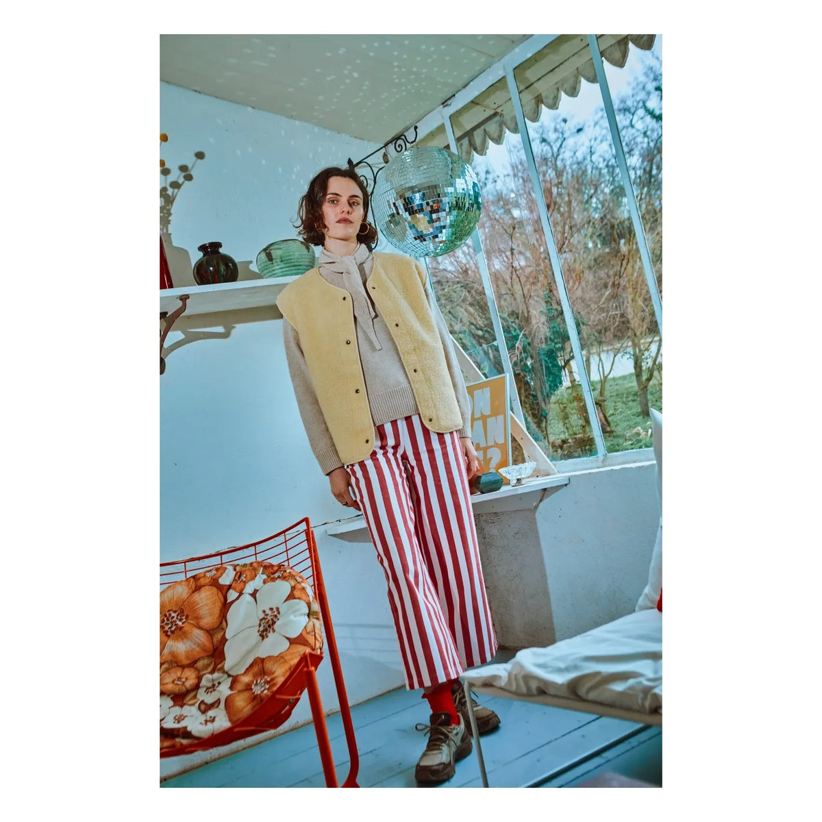 Poudre Organic - Cherry Striped Pants | Red