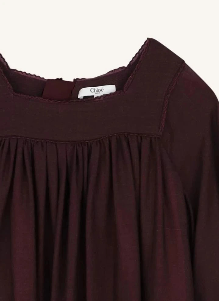 Chloé - Fleurie Wool Gauze Dress | Plum
