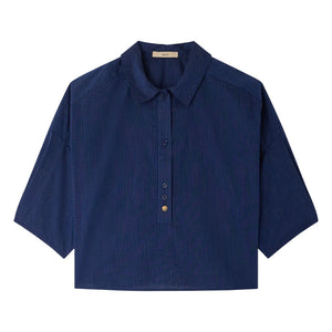 Sessùn - Cotton Striped U Shirt | Navy Blue
