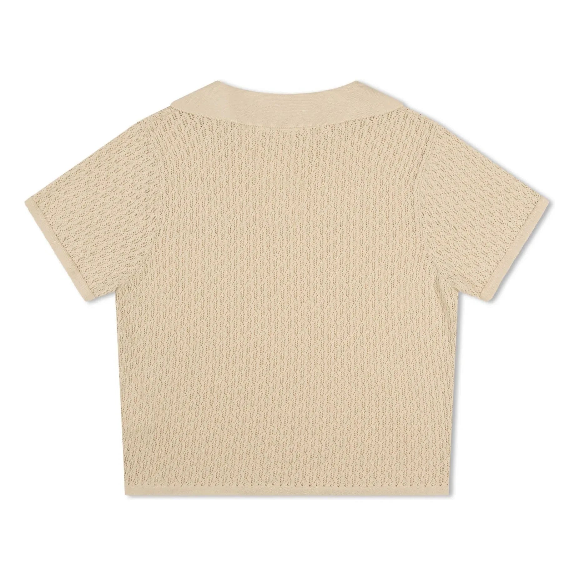 Matona - Pointelle Organic Cotton Polo T-Shirt | Cream