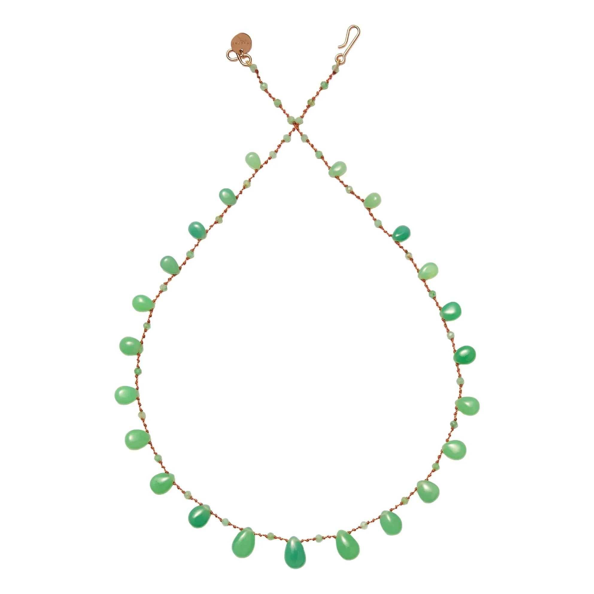 Ivarene - Evergreen Drop and Bead Necklace | Chrysoprase