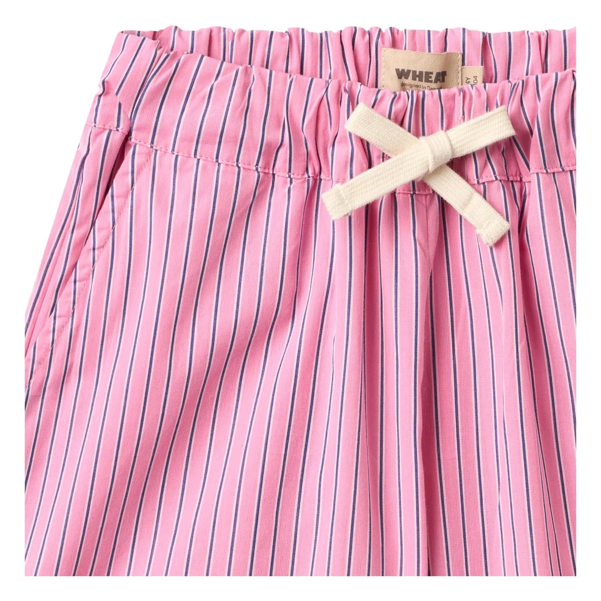 Wheat - Coral Striped Organic Cotton Bermuda Shorts | Pink