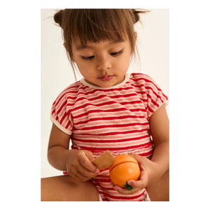 Cozmo - Gianna Striped Towel Fabric Bodysuit | Red