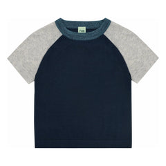 FUB - Color Block T-Shirt Extra Thin Mesh Organic Cotton | Navy Blue