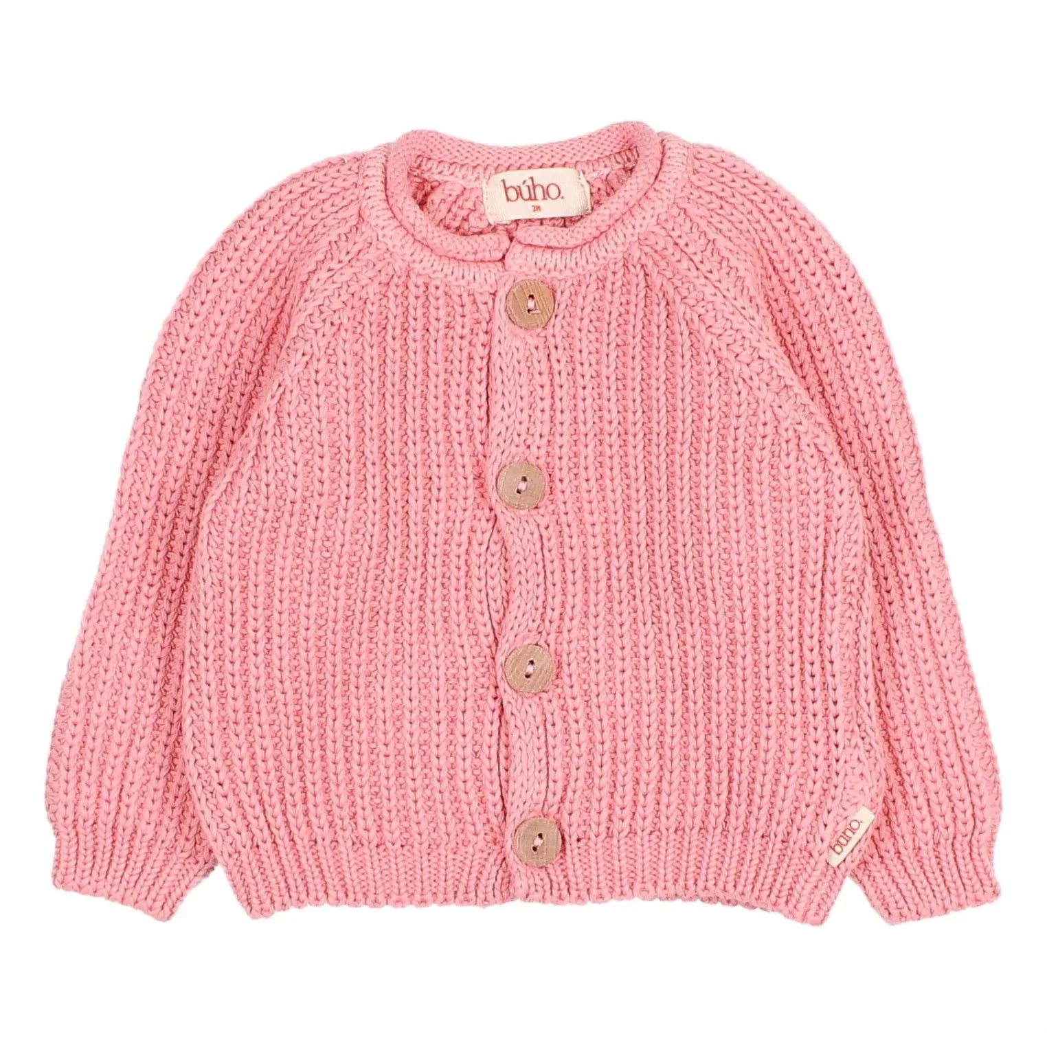 Búho - Côtes Perlées Organic Cotton Cardigan | Powder Pink