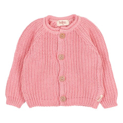 Búho - Côtes Perlées Organic Cotton Cardigan | Powder Pink