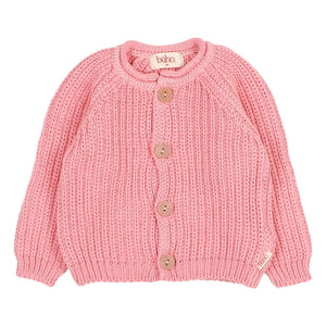 Búho - Côtes Perlées Organic Cotton Cardigan | Powder Pink