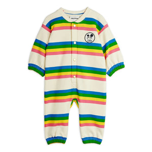 Mini Rodini - Organic Cotton Striped Romper | Ecru