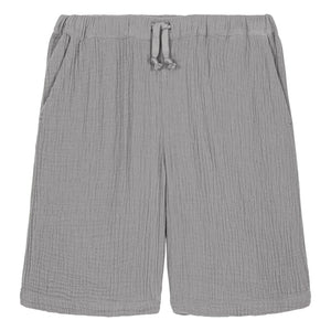 Studio Bohème - Basile Waffle Bermuda Organic Cotton Gauze | Gray Blue
