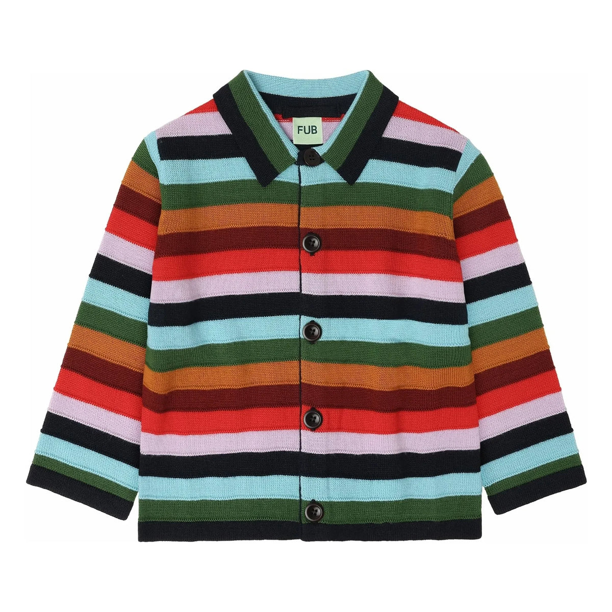 FUB - Striped Merino Wool Cardigan | Navy
