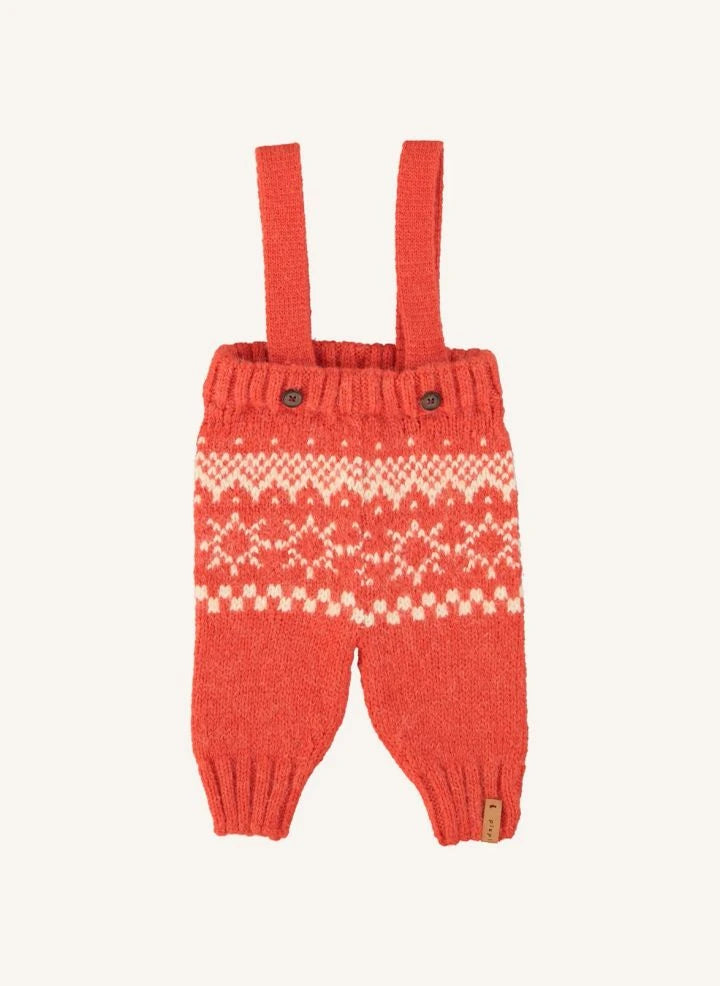 Piupiuchick - Wool Jacquard Suspender Pants | Red