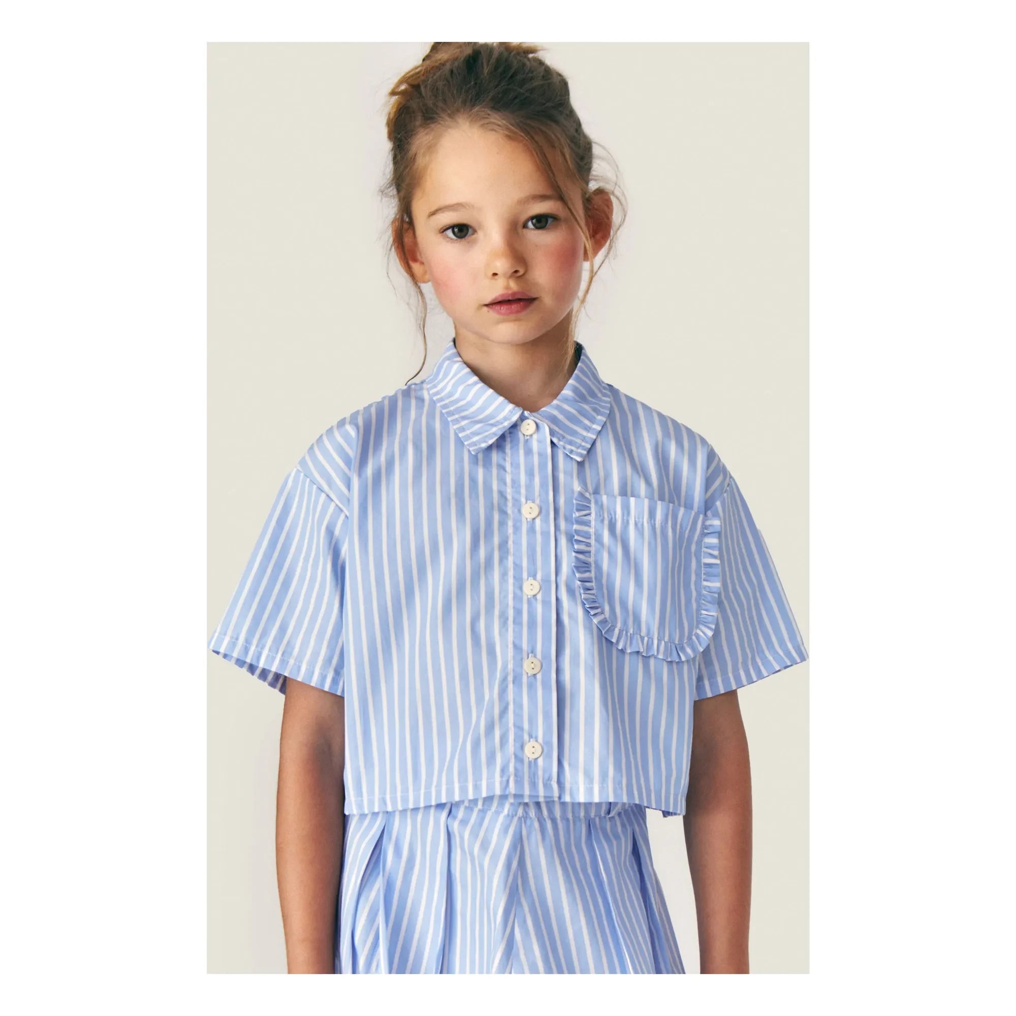 Mipounet - Sia Striped Short Shirt | Light Blue