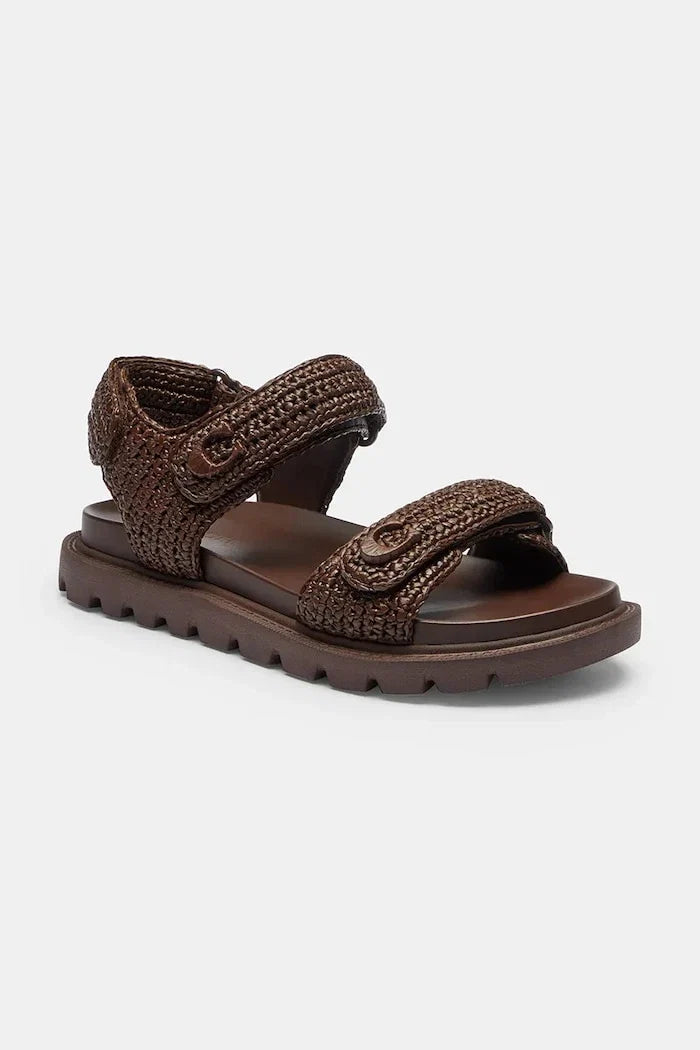 Coach Kadın Düz Taban Deri Brynn Raffia Sandal
