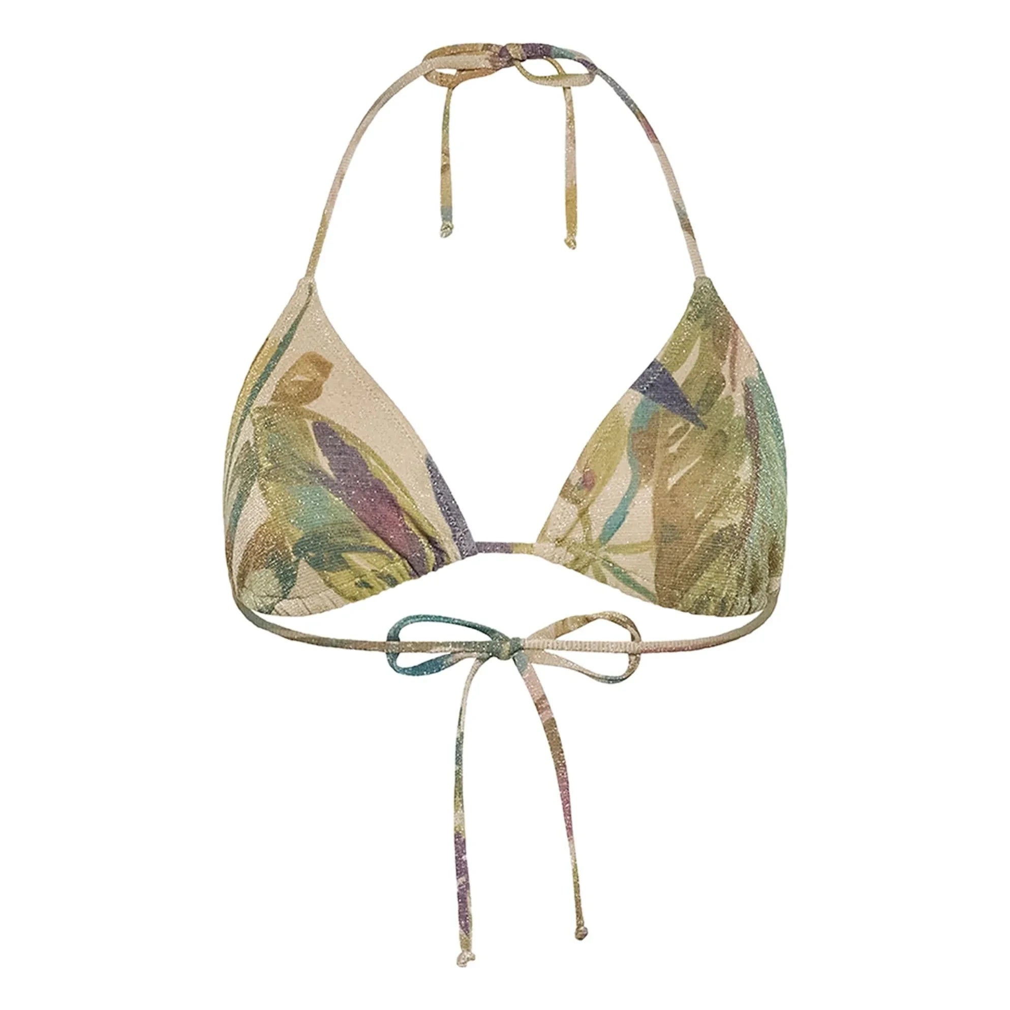 Momoni - Navy Printed Metallic Swimsuit Top | Blue