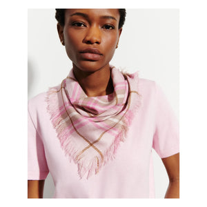 Bompard - Mini Kare Tartan Cashmere Scarf | Cherry Wood