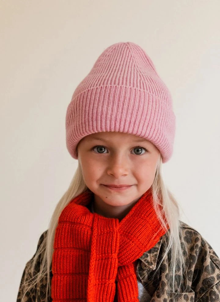 Hvid - Fonzie Merino Wool Beanie | Candy Pink