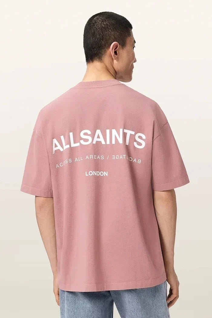 AllSaints erkek pamuklu oversize tişört BACKSTAGE SS CREW