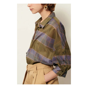 Sessùn - Valea Cotton Checkered Shirt | Khaki