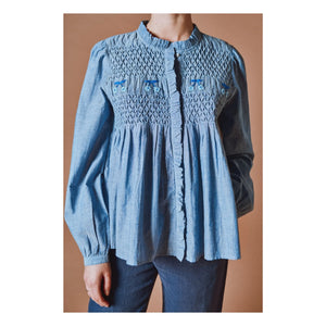 Emile et Ida - Blue Chambray Cotton Blouse | Blue