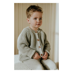 Yuki - Organic Cotton Raglan Cardigan | Gray