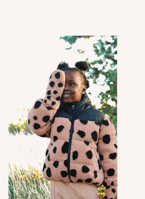 Liewood - Grethe Leopard Recycled Fiber Sherpa Gloves | Pale Pink