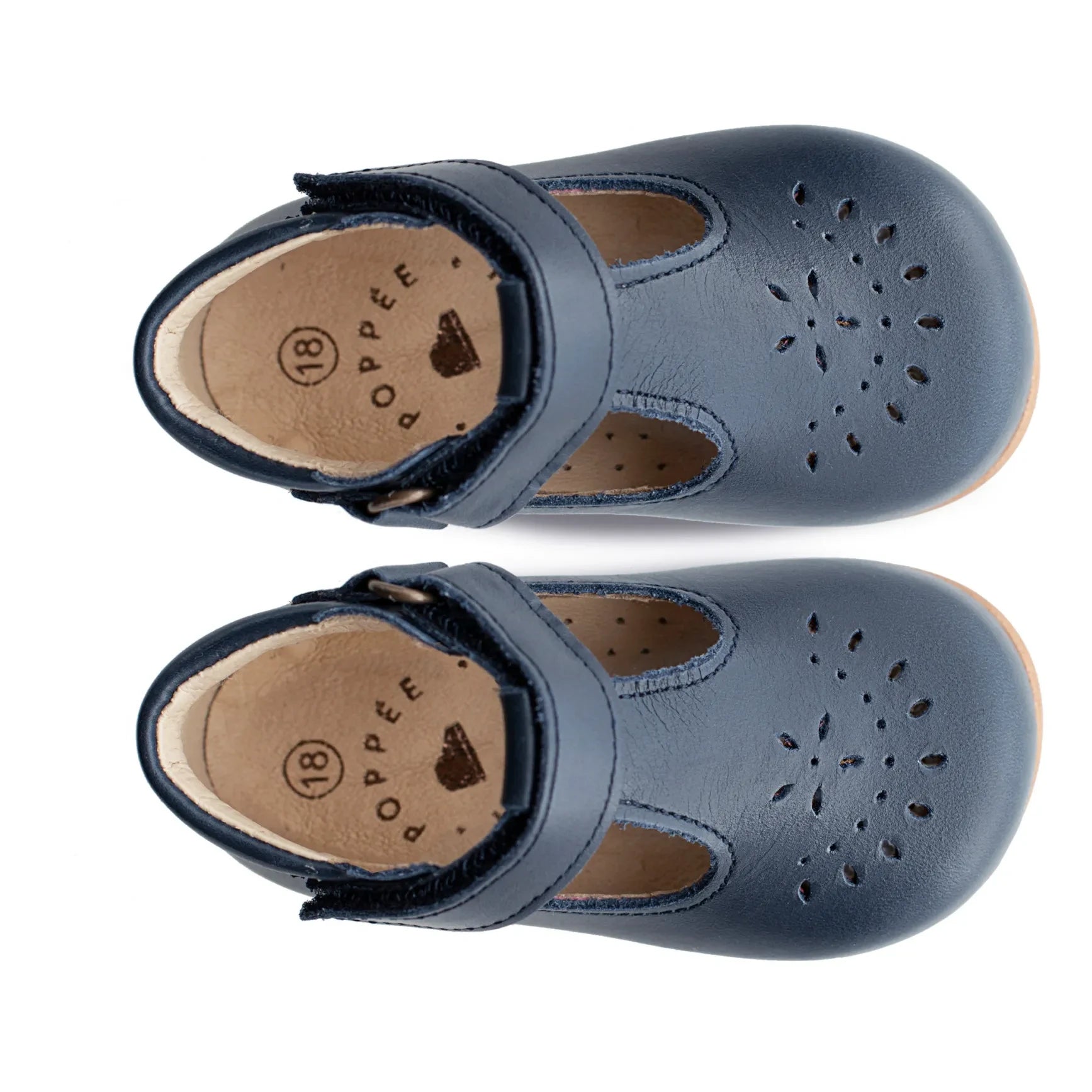 Poppée - Milton T-Strap Velcro Mary Jane Shoes | Navy