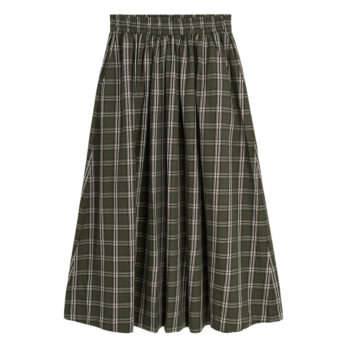 Skall Studio - Dagny Organic Cotton Checked Skirt | Green