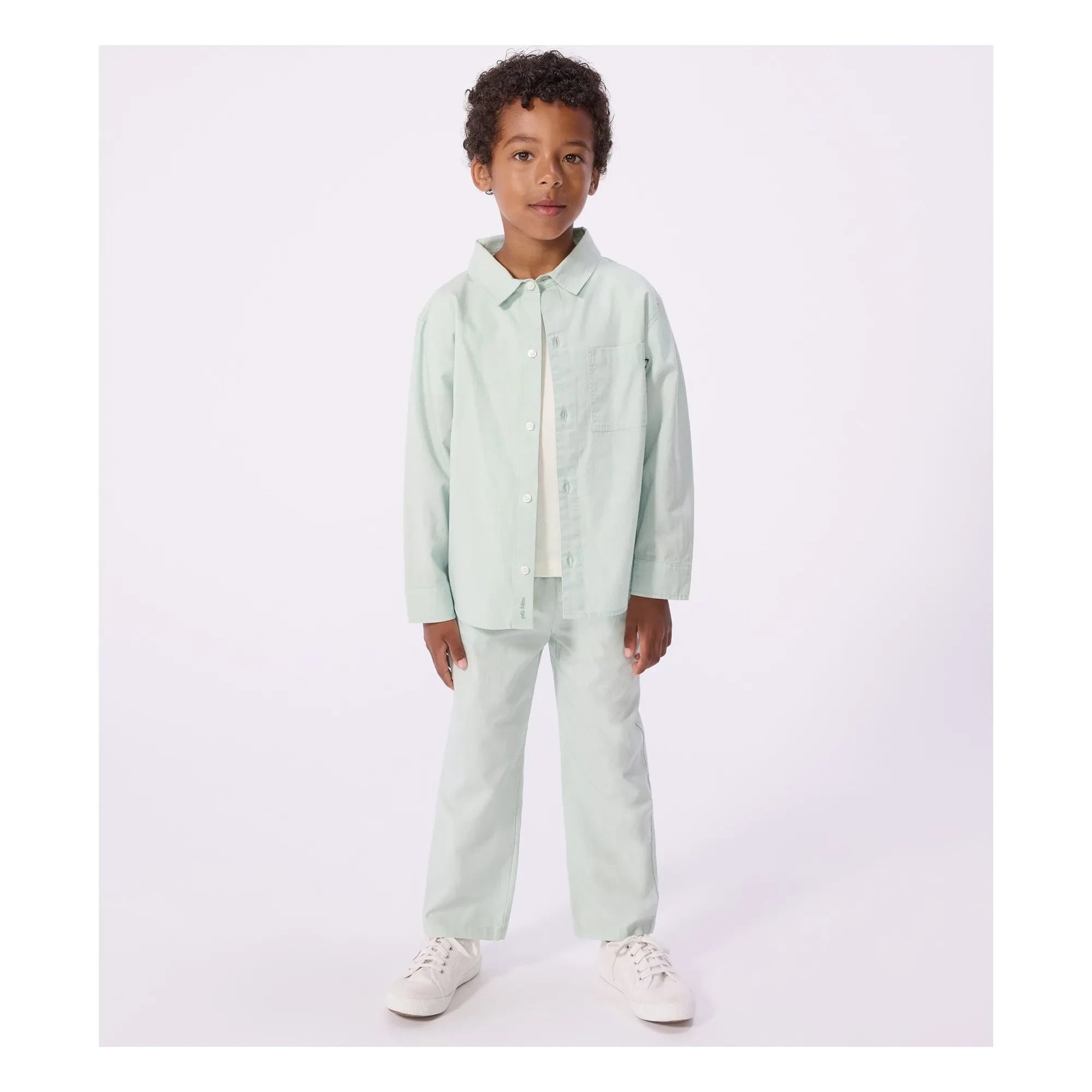 Petit Bateau - Sage | Plain Linen Shirt