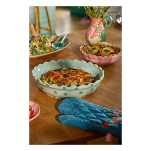 Rice - Dotted Stone Ceramic Pasta Plate | Green