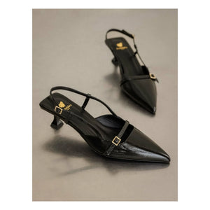 Bobbies - Reem Cracked Patent Leather High Heels | Black