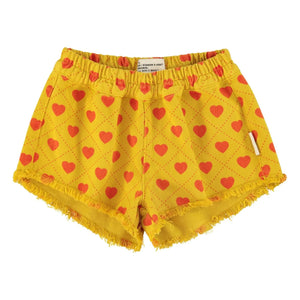 Piupiuchick - Effect Shorts Twill Hearts | Mustard