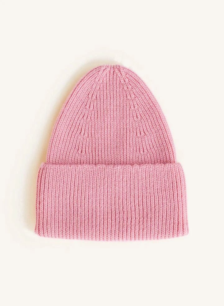 Hvid - Fonzie Merino Wool Beanie | Candy Pink
