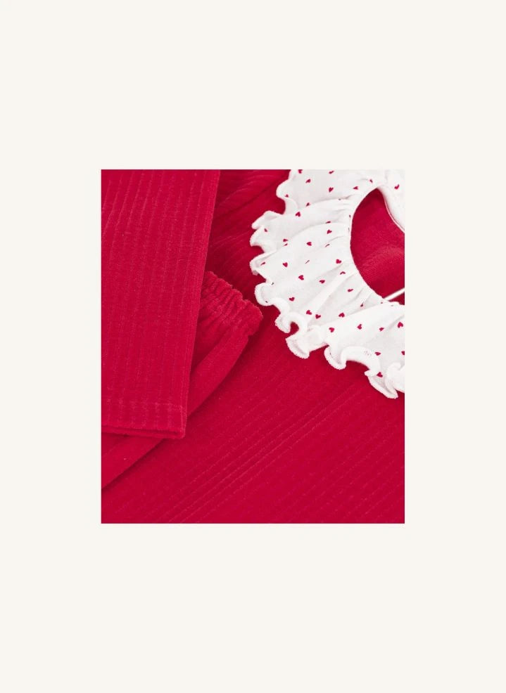 Petit Bateau - Ribbed-Collar Pajamas Organic Cotton | Red