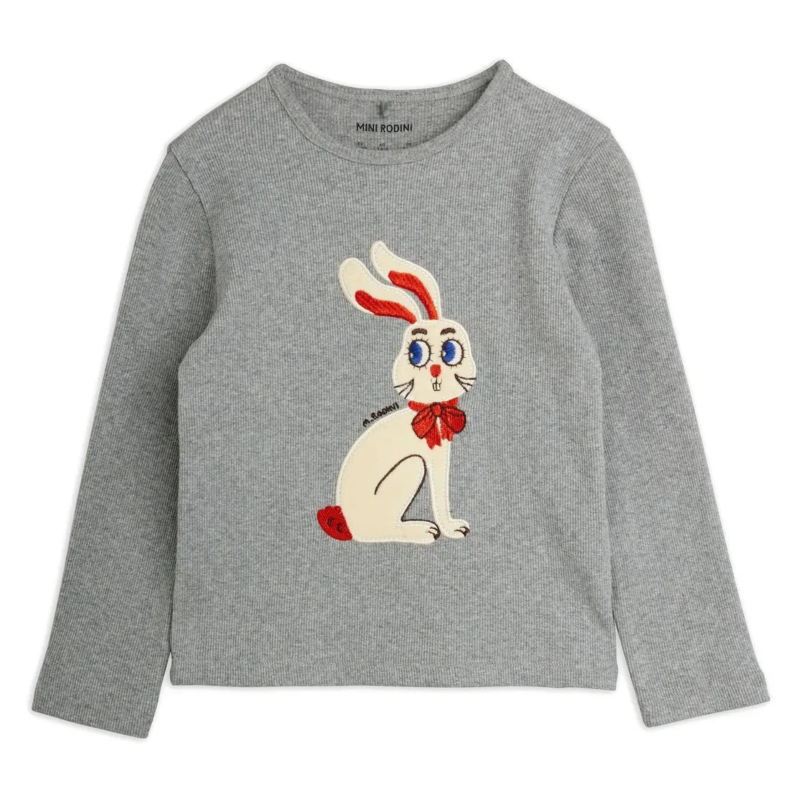 Mini Rodini - Organic cotton rabbit t-shirt | Grey melange