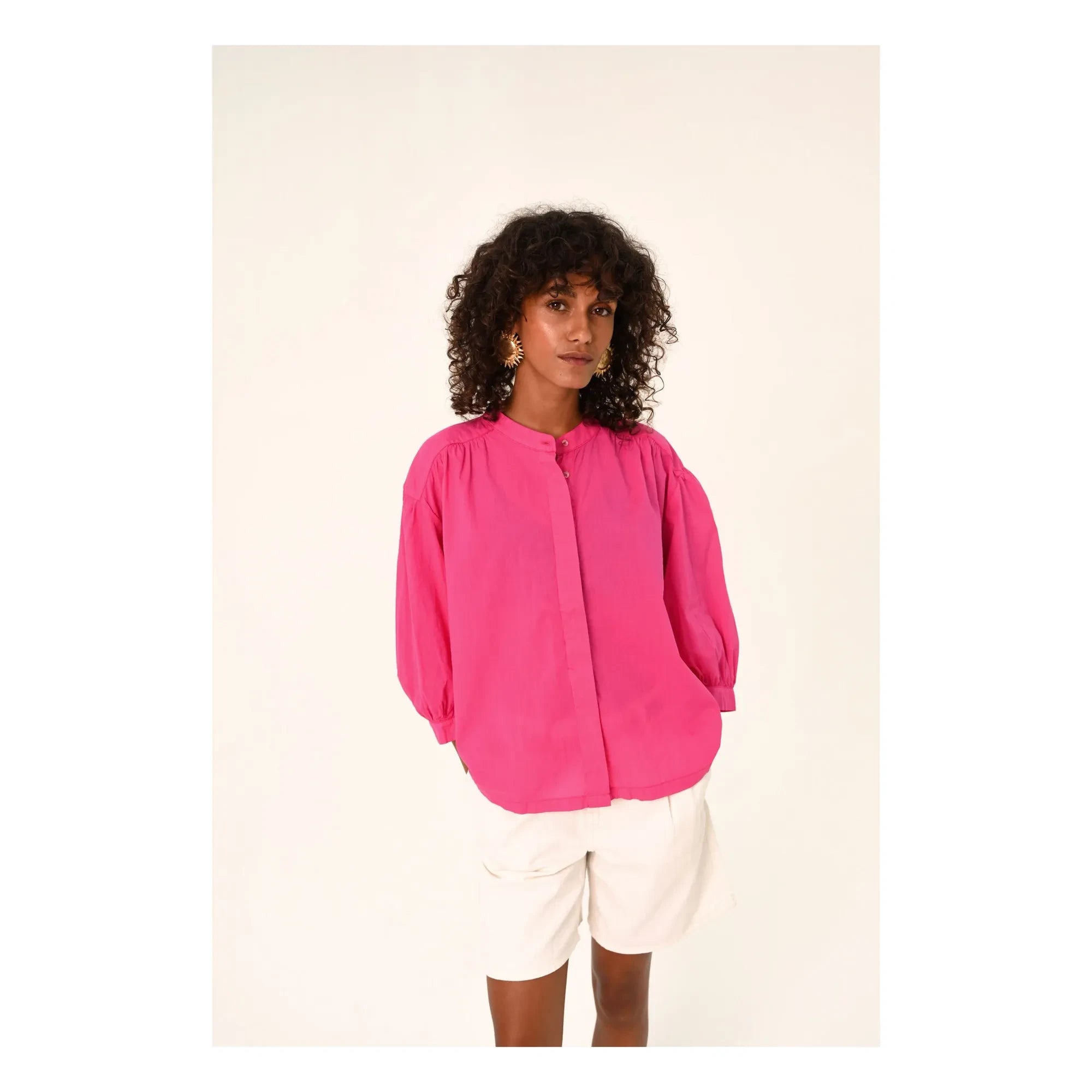 Sacrécoeur - Carla Hibis Poplin Blouse | Raspberry