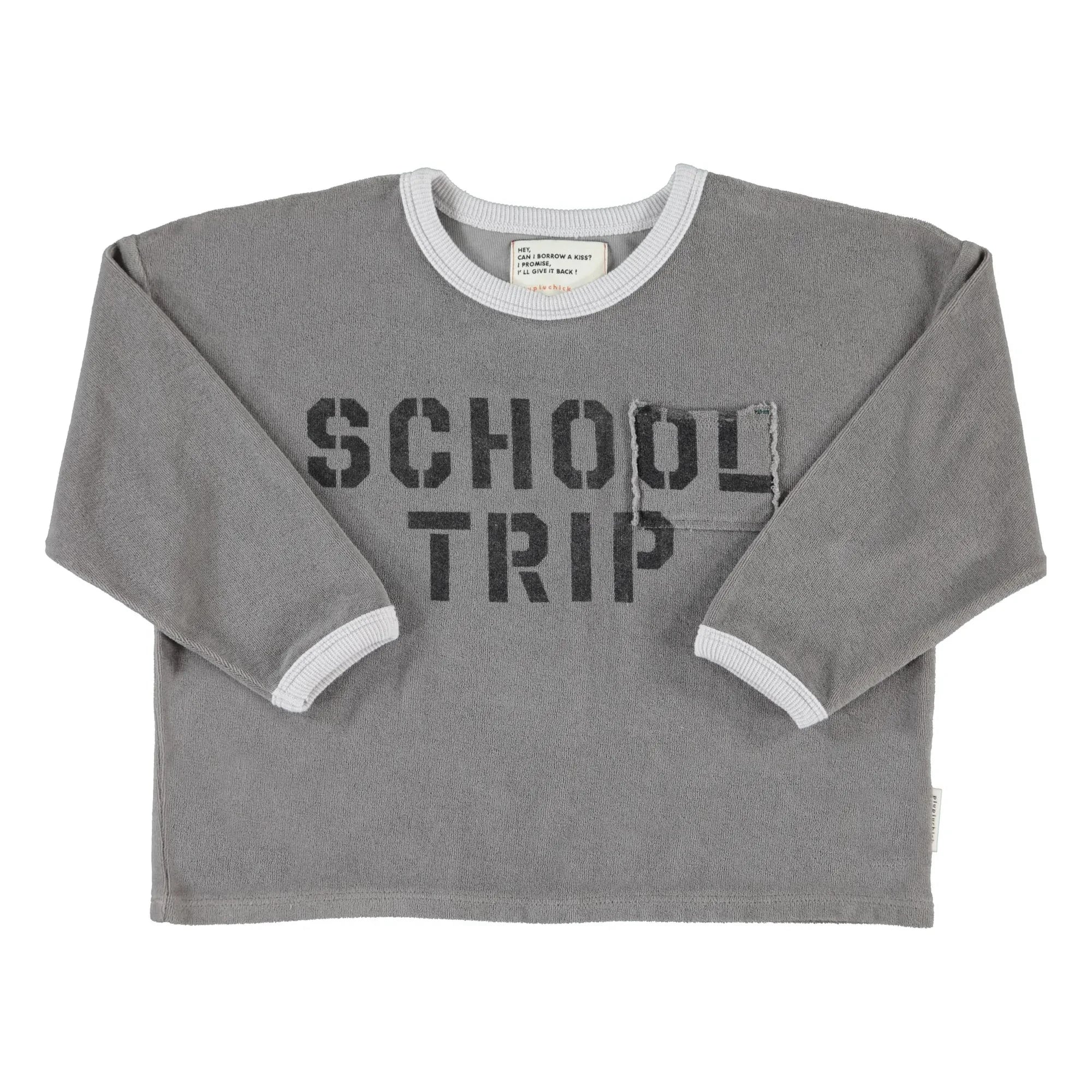 Piupiuchick - School Trip Organic Cotton Terry T-Shirt | Gray