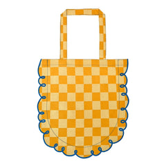 Bitossi - Dama Giallo Cotton Check Tote Bag | Orange